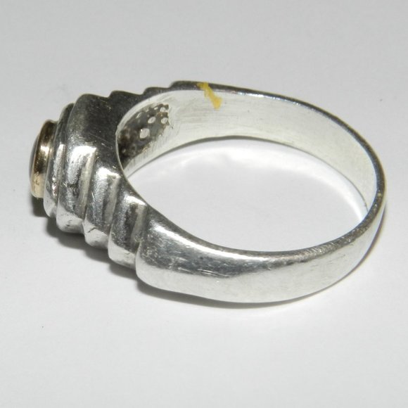 Women's Vintage Antique Tribal Old Sterling Silver Ring Pearl Gemstone - Picture 3 of 8